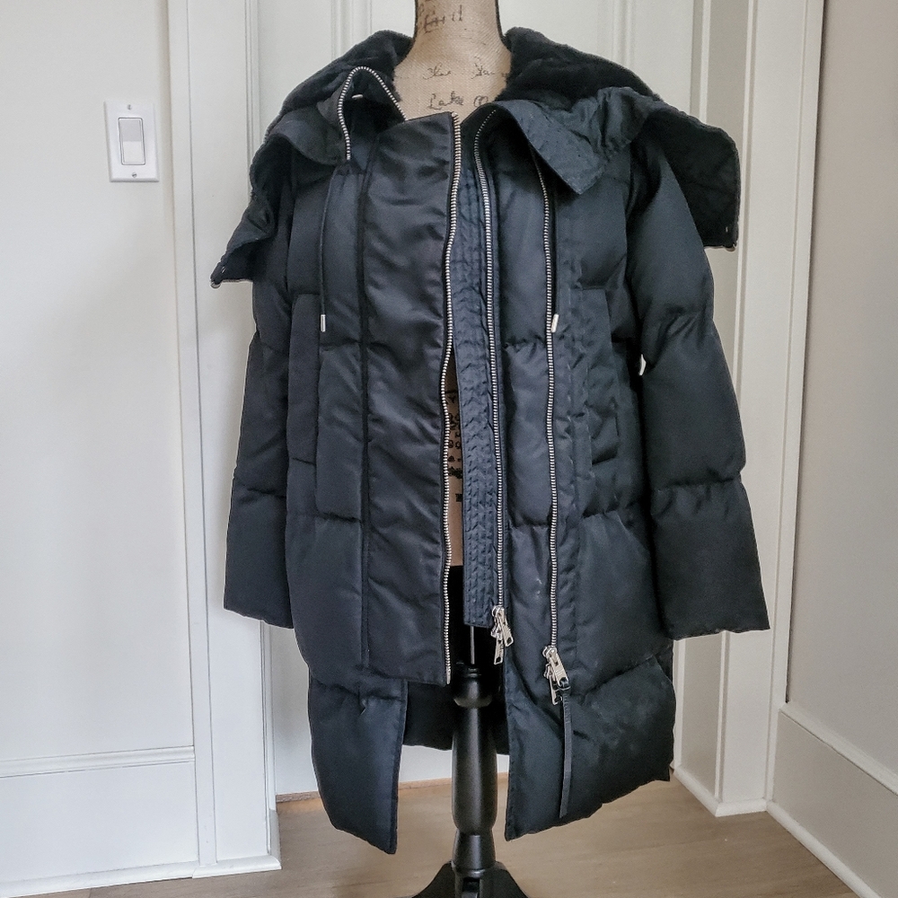 Allsaints Parka Black Hooded Puffer Coat Size Small